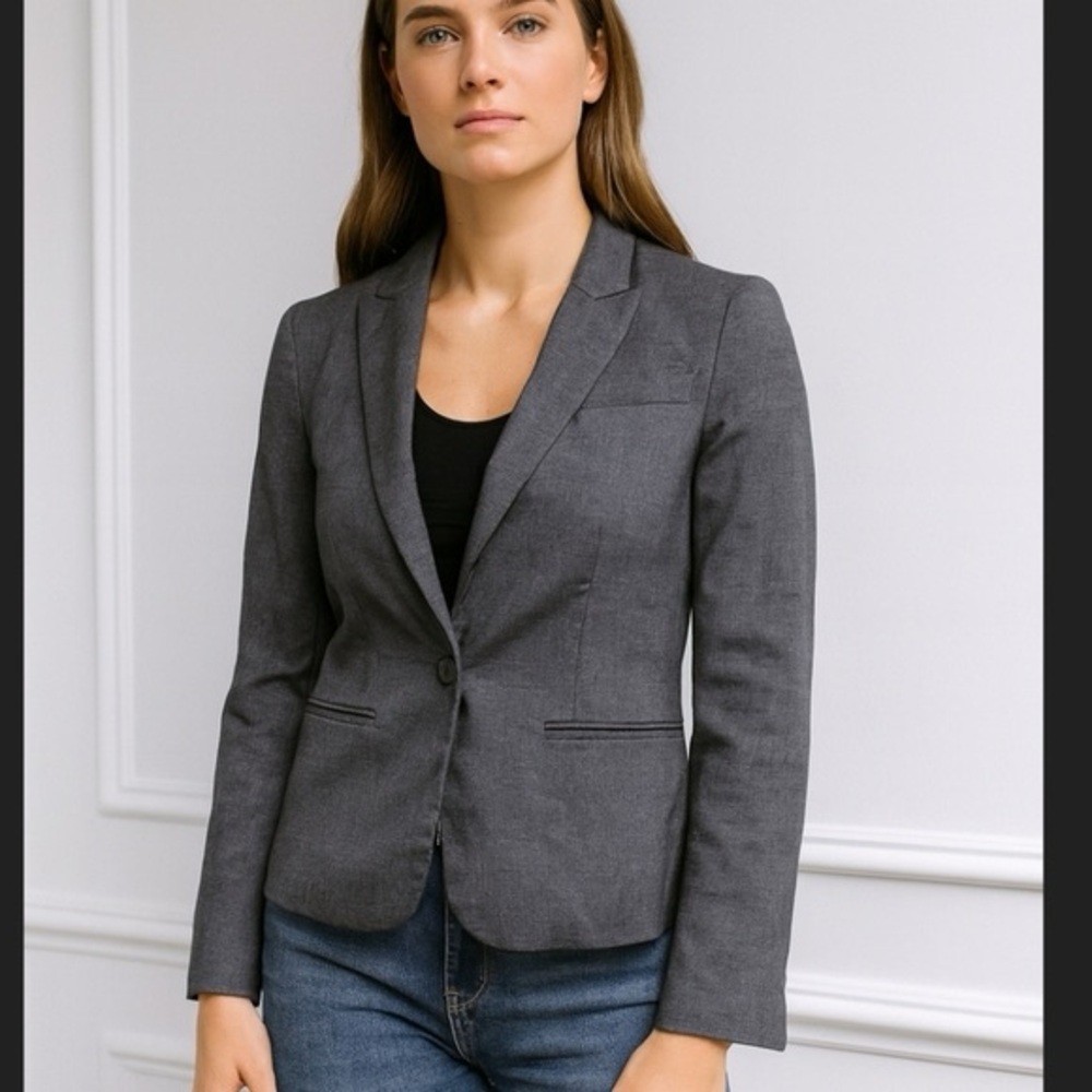 Theory charcoal grey wool blend blazer